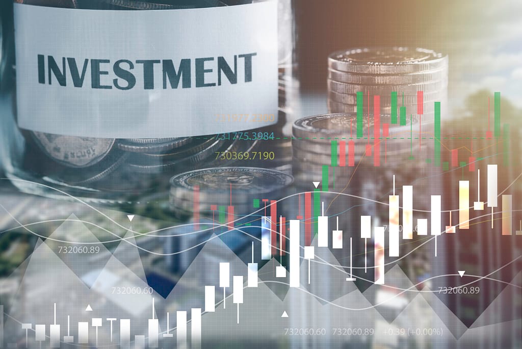 Um gráfico com investimento de fundos de papel