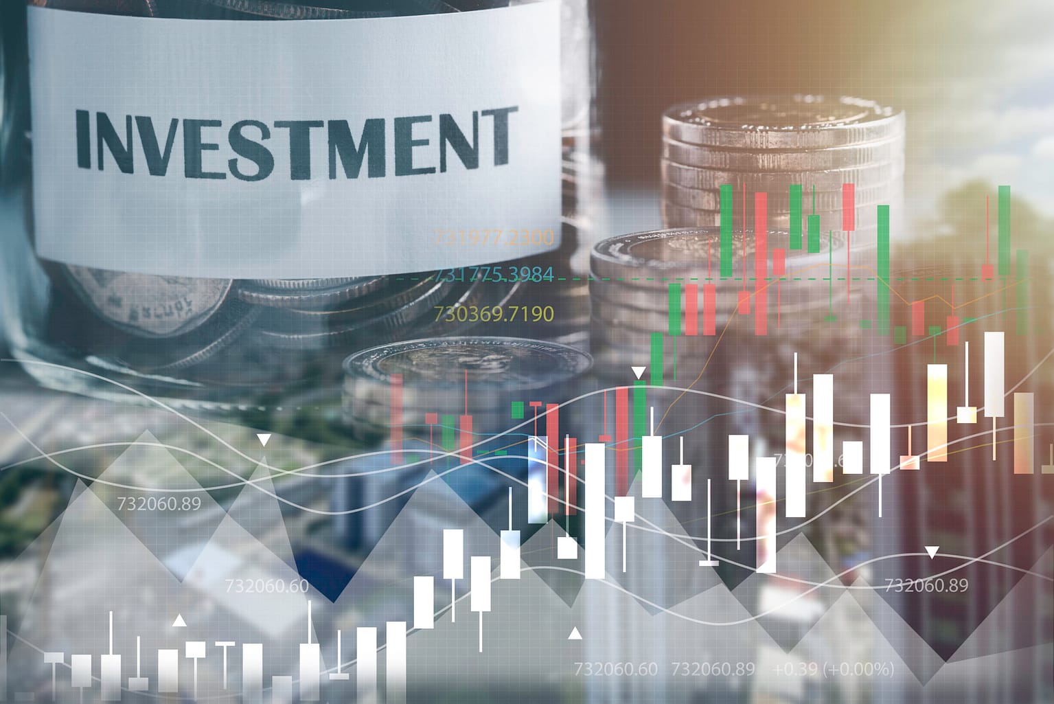 Um gráfico com investimento de fundos de papel